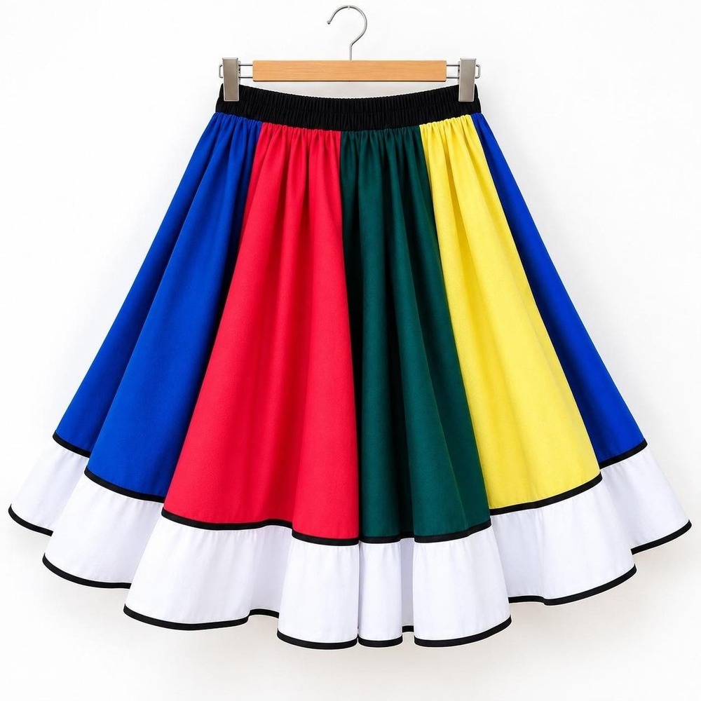 Square Up Colorblock Full Circle Square Dance Skirt Mod Pop Art Size L Dancewear